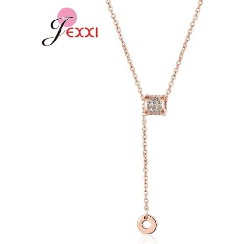 Gold Color 925 Sterling Silver CZ Cubic Zirconia Pendant Necklaces For Women Accessories Girlfriend Gift Jewelry