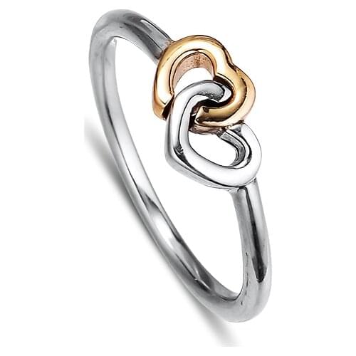 CKK Silver 925 Jewelry Heart to Heart 14K Gold Rings For Women Anniversary Gift Original Sterling Silver Ring