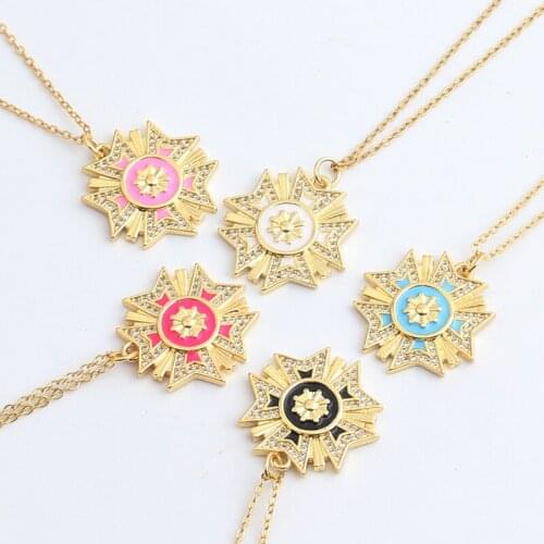 Female Irregular Pendant Necklace,Gold Color Choker Chain Necklace,Colorful Rainbow Dropping Oil Summer Jewelry