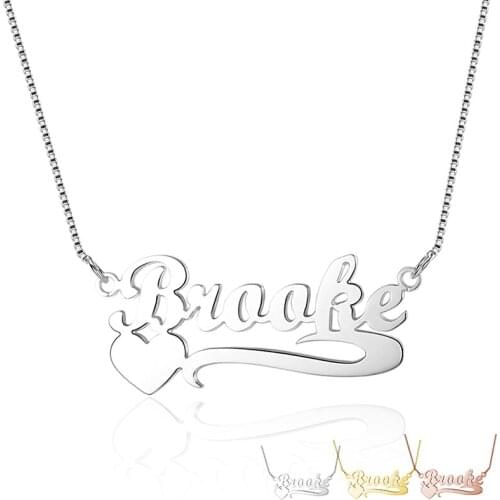 Customized Name Heart Necklace 925 Sterling Silver Personalized Gift for Women Arabic Hebrew Name Necklaces Pendants (NE101466)