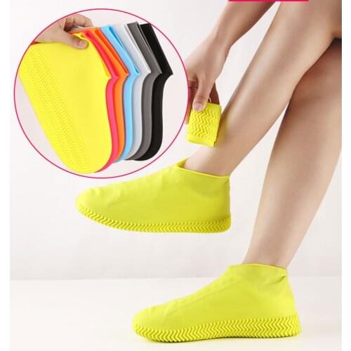 1 pair Rubber Outdoor Waterproof Shoe Covers Socks Reusable Anti-Slip Rain Shoes Covers Men Women Rain Boot Shoes Accessories