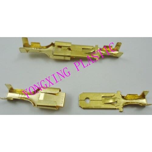 100pcs/lot 6.3 terminal male 50pcs+female 50+wire cable connector brass color