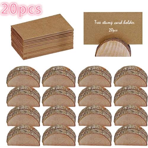 20pcs Wooden Table Holder and Folding Cardboard Place Card Holders Note Photo Picture Clip Wood Wedding Party Direction Signs