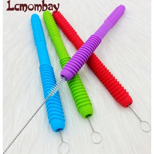 5Pcs Hollow Teething Tubes Soft Silicone Teething Toys for Chew Tools Tuxtured Autism Sensory Therapy Toys Speech Therapy Tool