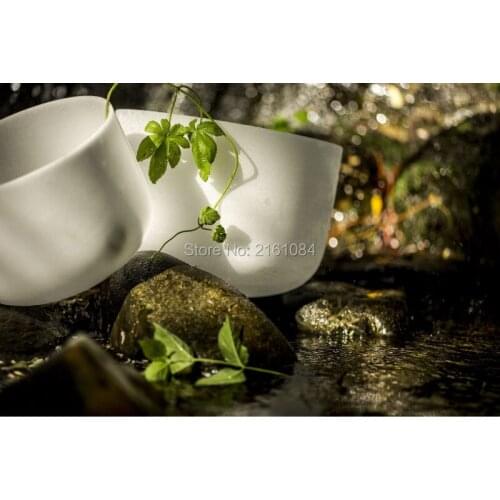 8"G Throat Chakra Tuned Quartz Crystal Singing Bowls for Sound Therapy with one free suede and o ring