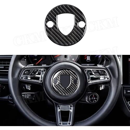 Carbon Fiber Car Steering Wheel Logo Emblem Panel Trim Frame Cover Sticker for Porsche Macan Panamera 718 New Cayenne