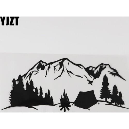 YJZT 23.2CMX9.9CM Fun Mountains Travel Camping Forest Vinyl Car Sticker Black/Silver 8A-1006
