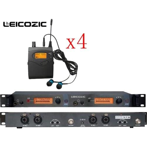 Leicozic in ear monitor wireless system with 4 receiver BK-2050 2 Channel Monitoring in ear system for stage / recording studio