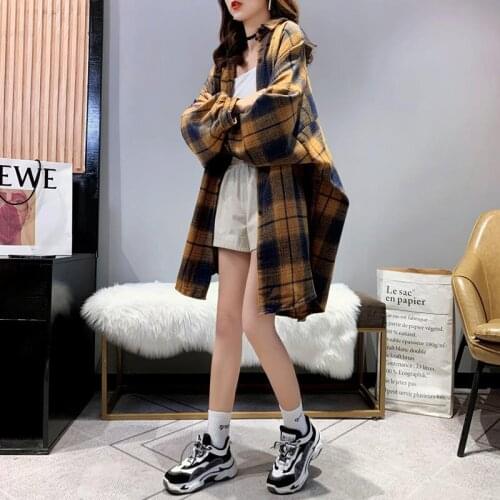 Blouse Women Shirt Loose Plaid Womens Autumn Clothing Shirt Coat Blusas Ropa De Mujer