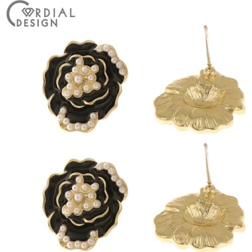 Cordial Design 50Pcs 15*17MM Jewelry Accessories/Flower Shape/Imitation Pearl/Jewelry Findings & Components/Earring Stud