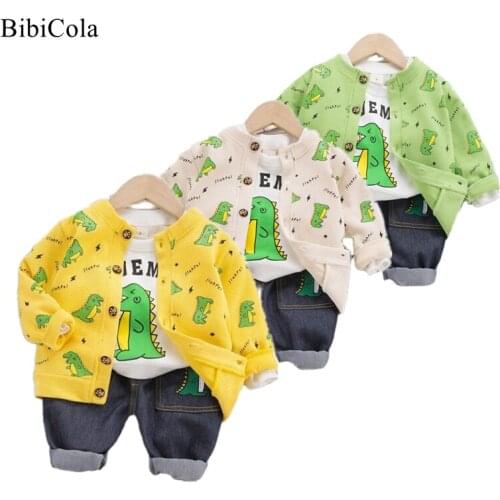 Infant Boys Outfits spring autumn Kids Boys Clothing Set Fashion Cotton One-neck Shirt+jacket+pants 3pcs