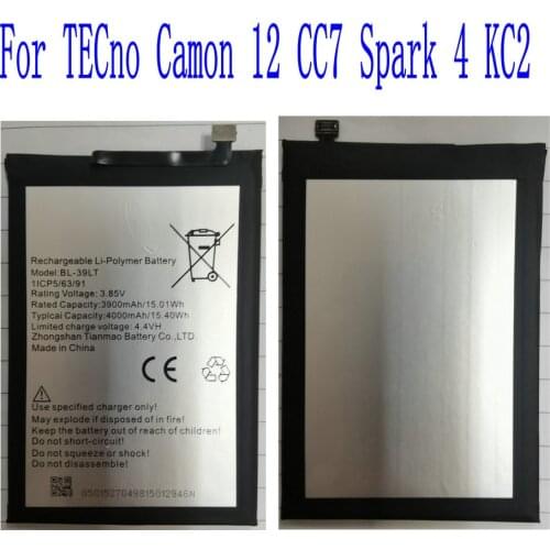 100% Brand new High Quality 3900mAh/4000mAh TECno BL-39LT Battery For TECno Camon 12 CC7 Spark 4 KC2 Mobile Phone