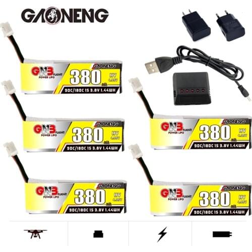 Gaoneng GNB 3.8V 380mAh 1S 4.35V 90C/180C HV Lipo battery PH2.0 Plug for Tinyhawk Nanohawk FPV 4 axis UAV RC Drone And a Charger
