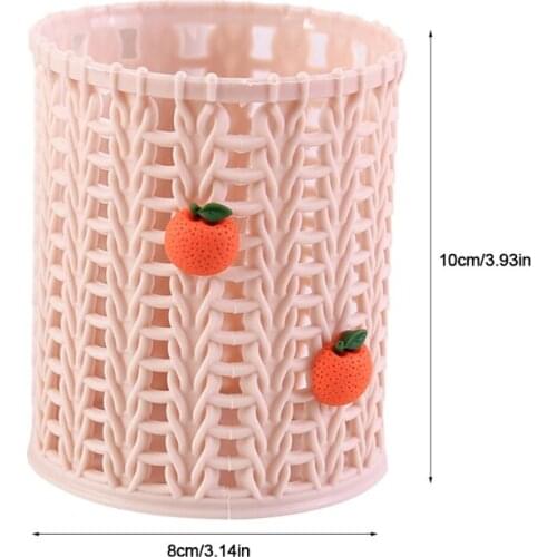Exquisite Tiny Strawberry Pen Organizer Holder Cute Pink Basket-like Pen Holders Students Stationery Supplies
