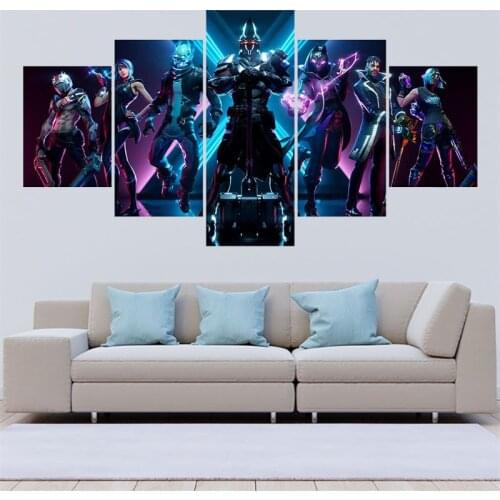 Canvas Painting 5 Pieces HD Printing Fort N ight Video Game Poster Home Decorative Modern BedRoom Framework Modular Oil Decor