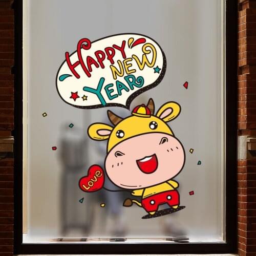 Chinese New Year Decoration Wall Stickers Glass Window Door Paste Home Decor Stickers 2021 Happy New Year Decals for Furniture