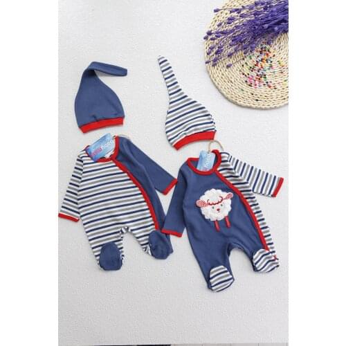 Lamb Figured Long Sleeve Double Baby Overalls Set