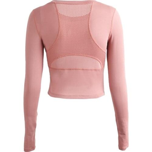 Autumn New Crop Tops Women Long Sleeve Yoga Shirts Outdoor Sports T Shirts Sexy Back Hollow Breathable Slim Running T-Shirt