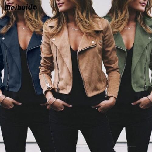 2019 NEW Fashion Autumn Women Ladies Flannel Jacket Flight Coat Zip Up Biker Motorcycle Tops Clothes Female Jacket Clothing Sets