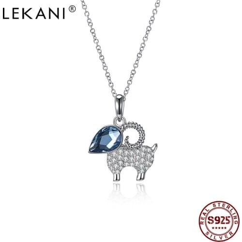 LEKANI 925 Sterling Silver Drop Necklace For Women Lovely Animal Sheep Pendant Necklace Fine Jewelry Birthday Gift Trend 2020