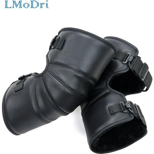 LMoDri Motorcycle Warm Kneepad Motorbike Riding Knee Pads Windproof Winter Outdoor Knee Protective Guard PU Leather Waterproof
