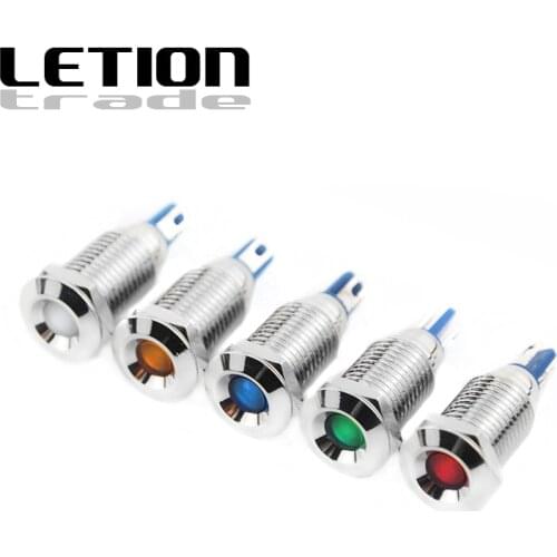 5pcs 10mm Metal Indicator Light LED Blub Waterproof Signal Lamp 12V 24V 220V Dot Concave Free shipping