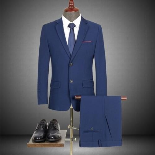 Men Suits Slim Fit Business Uniform Office Suit Wedding Groom Party 2-Piece Jacket Pants Notch Lapel Single Button Formal Casual