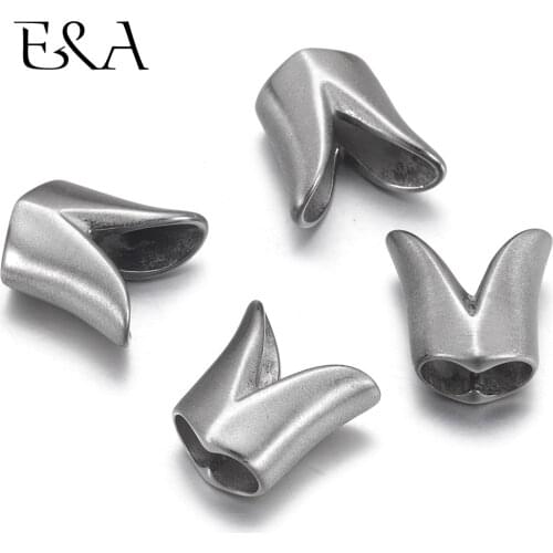 Mens Bracelet Beads Double Hole Fit 5mm Leather Cord Jewelry Making Stainless Steel Accessory Slide Charms DIY Necklace Spacer