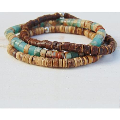 Mens surfer bracelet Mens beaded bracelet Mens stacking bracelets Mens boho bracelets Bracelet Hematite Bracelet