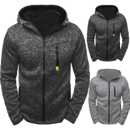 2020 New Men Movement Casual Jacquard Sweater Fleece Cardigan Hooded Coat