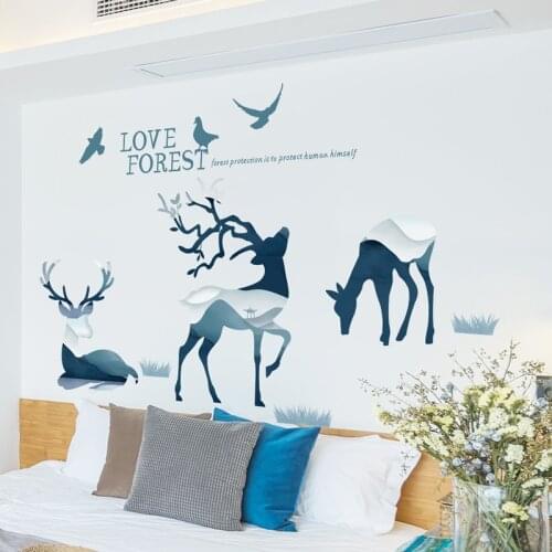 Nordic Elk Wall Stickers Teenager Room Decor Poster Bedroom Living Room Sofa Backdrop Deer Wall Decal Home Decor Art Wallpaper