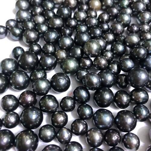 Real Natural Tahitian Tahiti South Sea Pearls, Loose Black Color Pearls, 8-11MM Big Size Round Pearls, 10PCS/LOT
