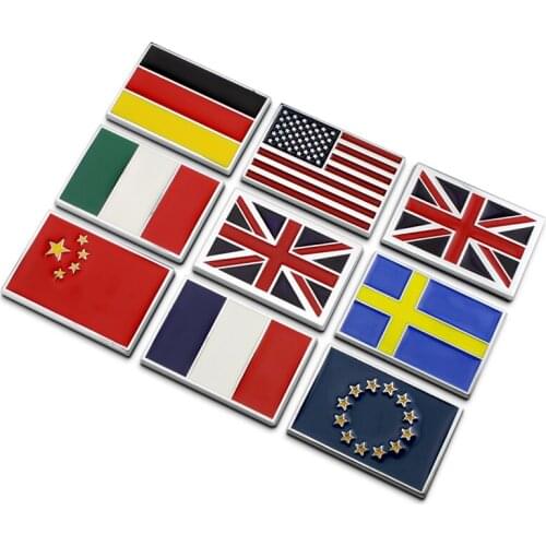 Noizzy Sweden Italy UK United Nations Jack National Flag Union France Metal Germany Badge Car Sticker Auto China Emblem Styling