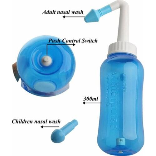Nose Nasal Wash System Pot Sinus Allergies Relief Rinse Neti Children Adults 300mL Plastic Blue Bottle Equipment Practical New