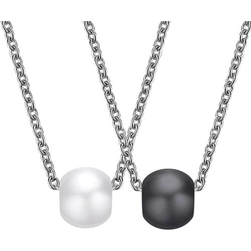 Modyle 2021 New Fashion Silver Color Stainless Steel Simple White Black Ceramic Pendant Necklace For Women Jewelry Party Gifts