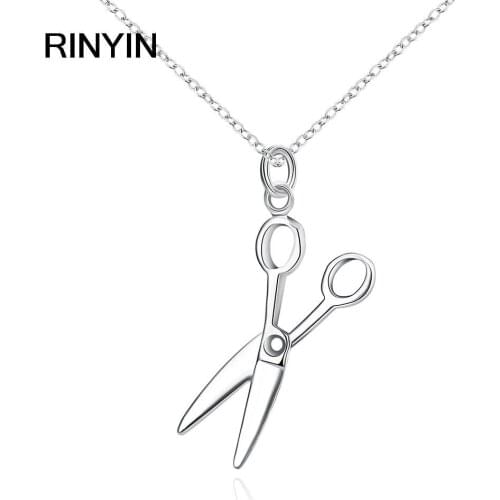 Plated Silver Fashion Jewelry Pendant Necklace, Plated Silver Necklace Scissors Pendant Necklace KDP102 dqgm muwp