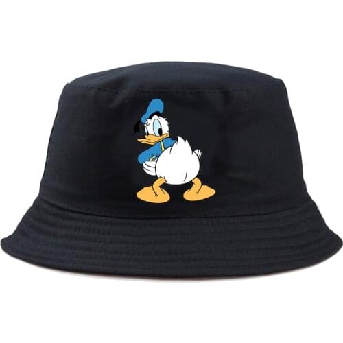 Disney Donald Duck Fisherman Hat Solid For Kids Panama Cap Sunbonnet Bucket Hat Outdoor Fashion Spring Double-sided Bob Hat