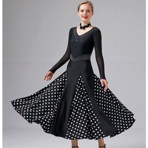 Waltz dance dresses standard ballroom dress for sale long dress for ballroom dancing waltz dress dots wing dress dance clothing