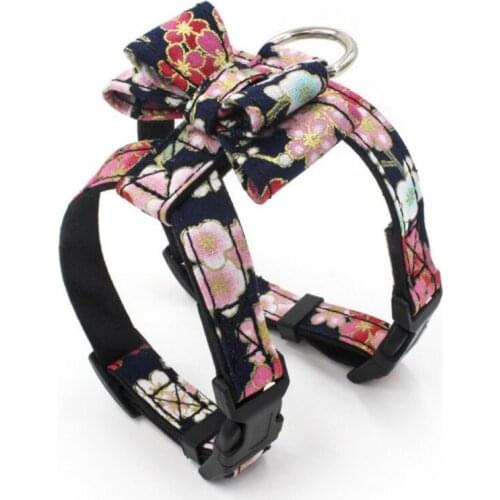 Bowknot Cat Collar Japanese Style Printed Necklace Adjustable Small Dog Puppy Kitten Collars Pet Accessories