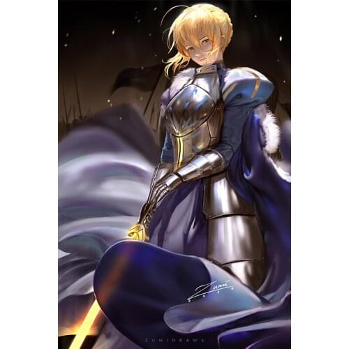 Anime Game Loli Girl Knight Saber Canvas Posters and Prints Custom Wall Art Hanging Pictures Home Decoration Paintings for Room