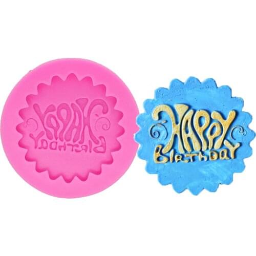 Happy Birthday Plaque Mould Silicone Mold for Fondant Gum Paste Chocolate Crafts Cake Decorating tools Sugarcraft Cupcake T1202