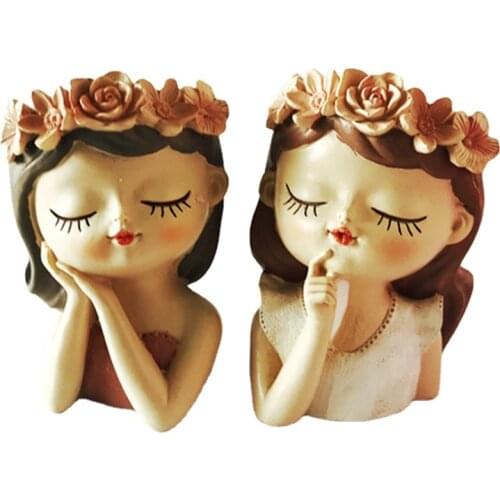 Silicone Resin Clay Vase Mold 3D Girl Flower Pot Succulents Planter Mould DIY Cement Craft Decoration Candle Holder Tools