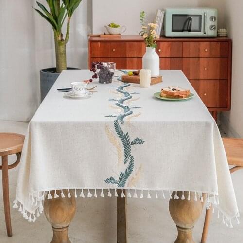 Table Cloths Chair Sashes for Wedding Decoration Table Linen Tablecloth with Embroidery Kitchen Ornaments Hem Pendant