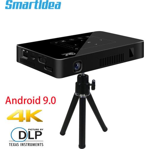 Smartldea P10 Mini Smart DLP projector android 9.0 wifi beamer bluetooth 4K Build-in battery touch keys Airplay Miracast DLNA