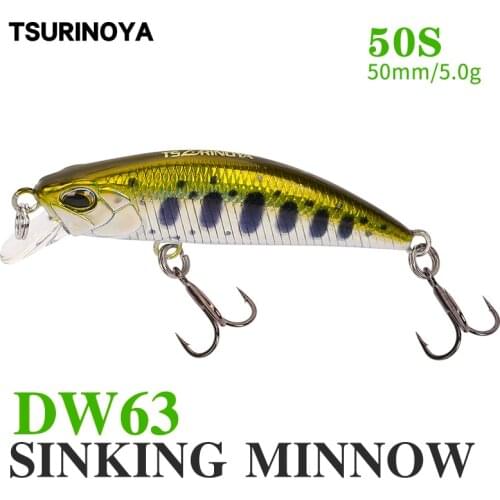 TSURINOYA Fishing Lure DW63 50mm 5g Sinking Water Mini Minnow Hard Lure Artifical Small Crankbait Pencil Wobblers Fishing Lures