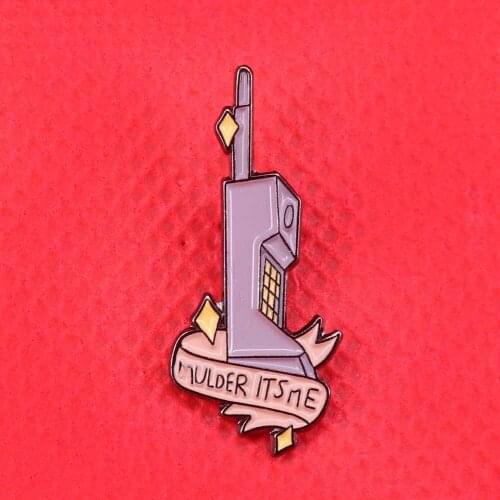 Mulder its me enamel pin vintage 90s phone call brooch X files fans gift men women shirts backpack accessory