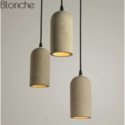 Vintage Cement Pipe Pendant Lights Loft Led Hanging Lamp for Kitchen Industrial Decor Home Light Fixtures Suspension Luminaire