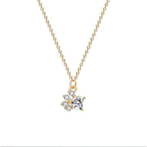 Dog Cat Paw Statement Necklace Vintage Crystal Rhinestone Footprint Pendant Necklaces Fashion Jewelry Bijoux Femme