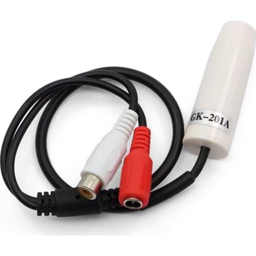 High Sensitive Microphone, Mini Audio Pickup Microphone, CCTV Microphone High Sensitive Preamp, with Power Cord and Audio Cable