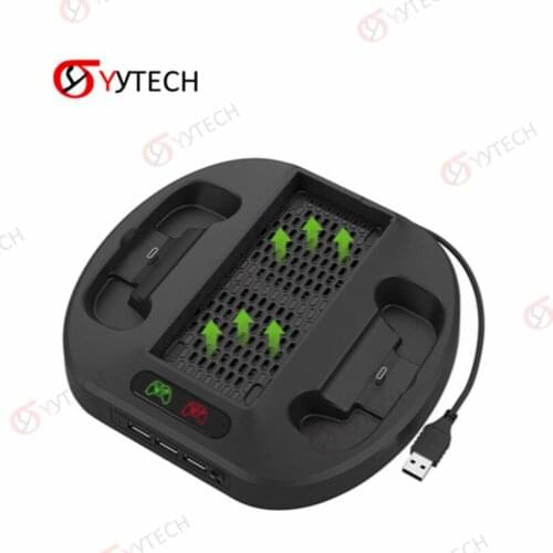 YYTECH Gamepad 3 in 1 USB Hub Port Controller Vertical Double Charger Stand With Cooling Fan For Xbox Series S